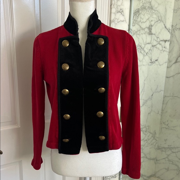 Ralph Lauren Jackets & Blazers - Ralph Lauren Red and Black Military Style Sweater Jacket
